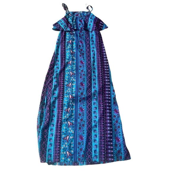 Earthbound Traders Silky Boho Open Back Beachy Maxi Dress Size Large - Picture 11 of 15